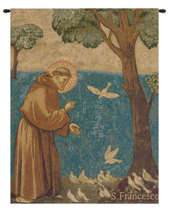 St. Francis Preaching to the Birds Italian Tapestry Wall Hanging