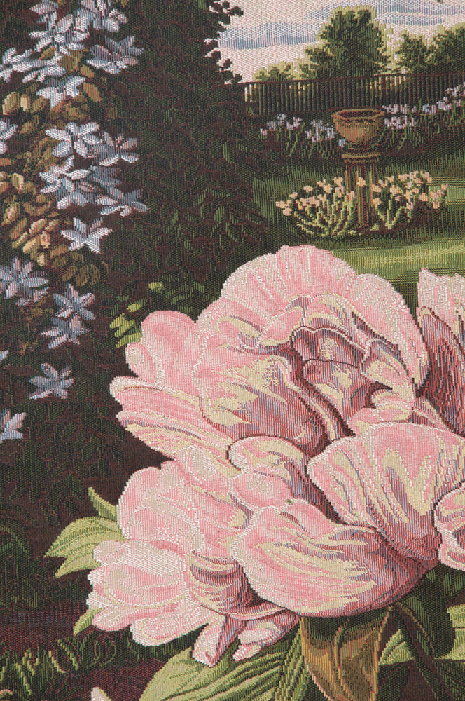 Pink Peonies Italian Tapestry Wall Hanging