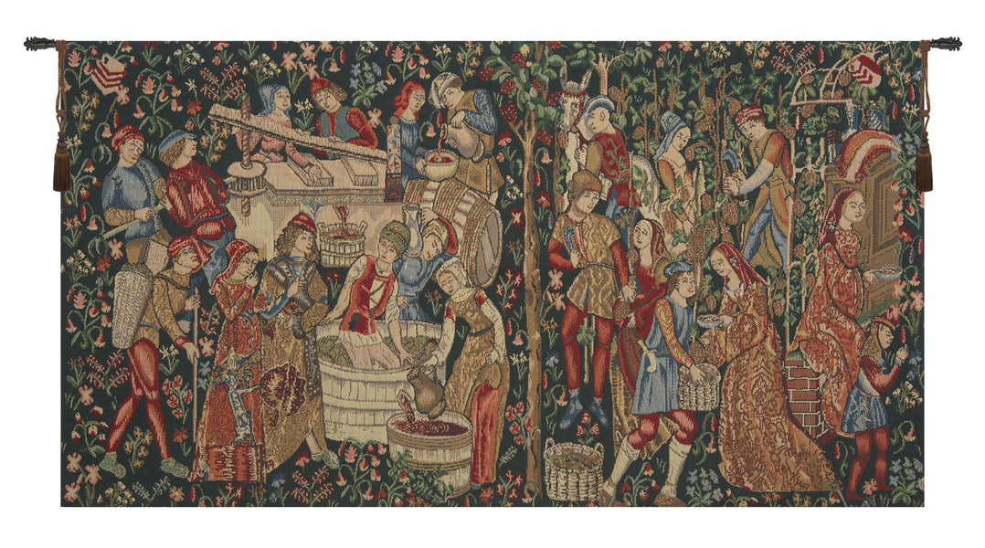 Vendages (Red) Belgian Tapestry