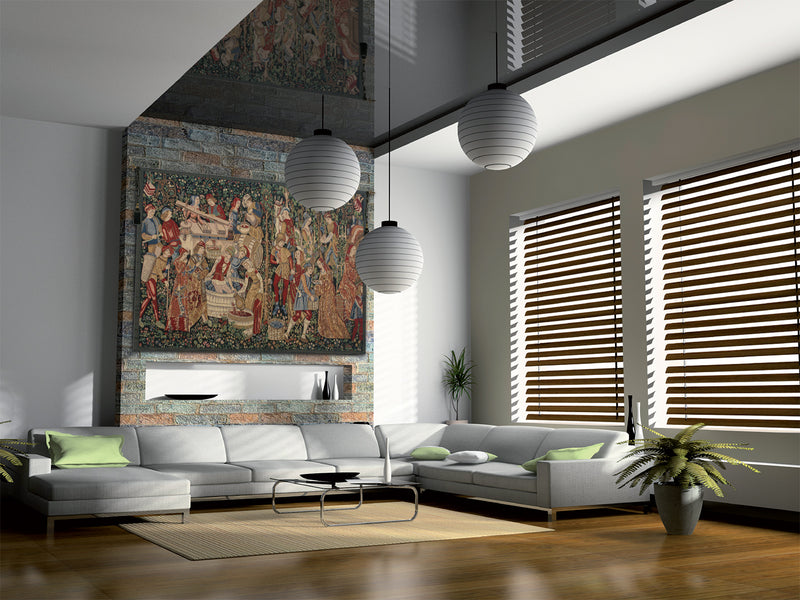 Vendages (Red) Belgian Tapestry