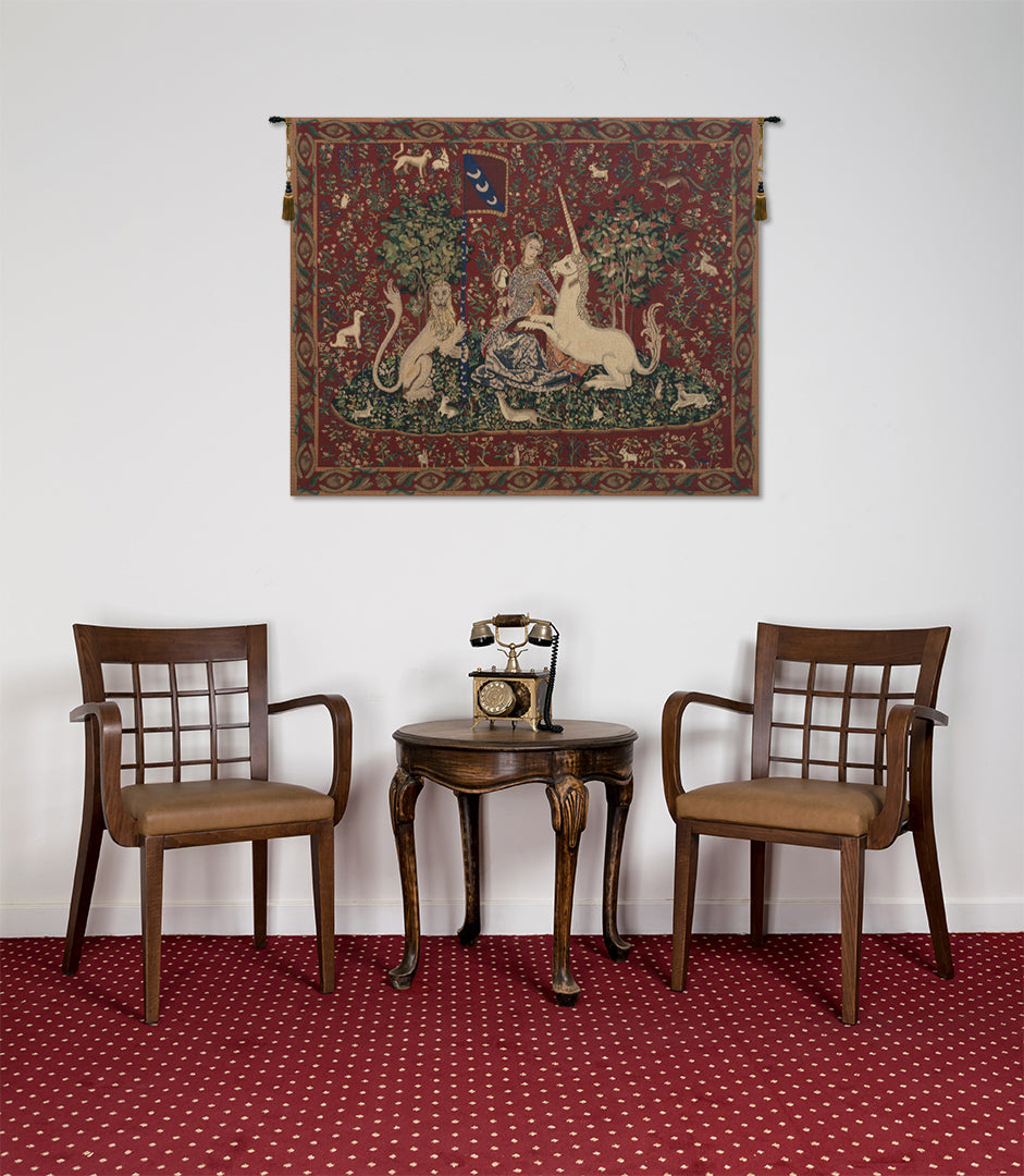 Lady and the Mirror (with Border) Belgian Tapestry