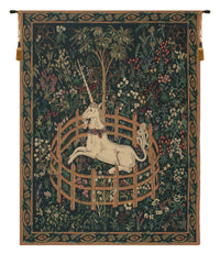 Unicorn In Captivity II (With Border) Belgian Tapestry