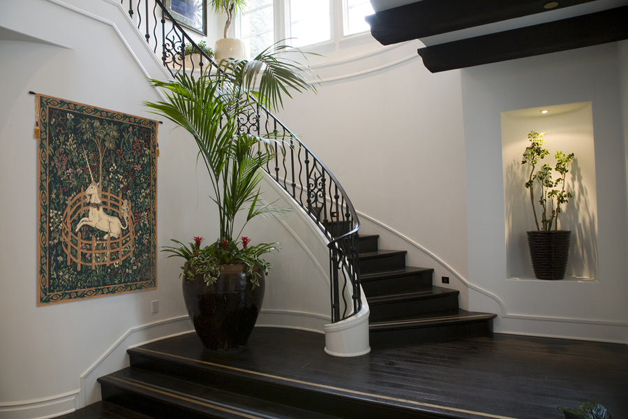 Unicorn In Captivity II (With Border) Belgian Tapestry