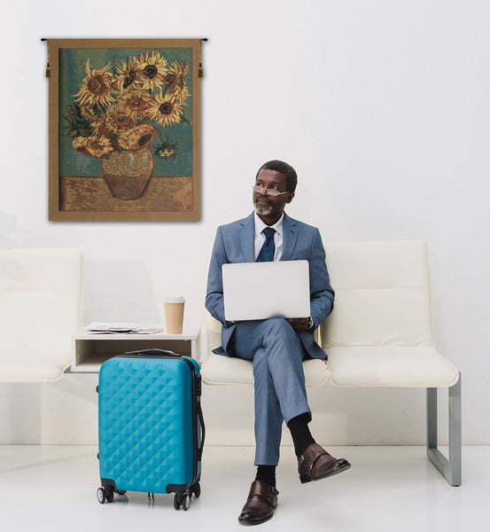 Sunflowers, Gold Belgian Tapestry
