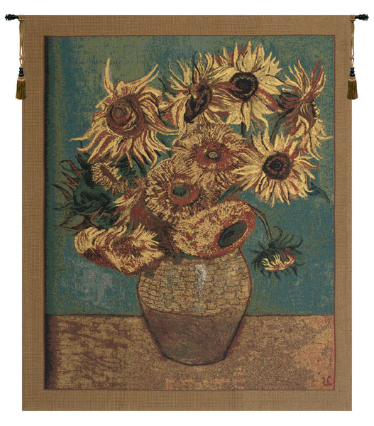Sunflowers, Gold Belgian Tapestry