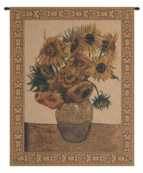 Sunflowers, Beige Belgian Tapestry