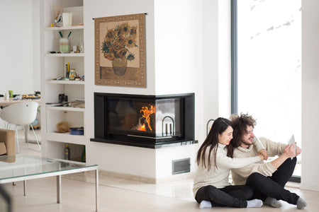 Sunflowers, Beige Belgian Tapestry