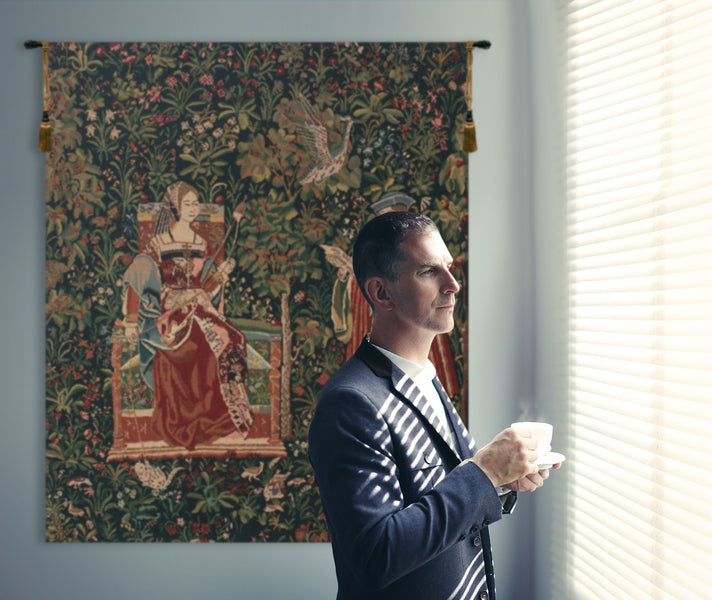 Reading in the Garden Belgian Tapestry