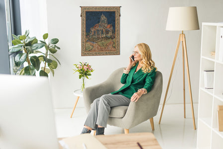 Church of Auvers Belgian Tapestry