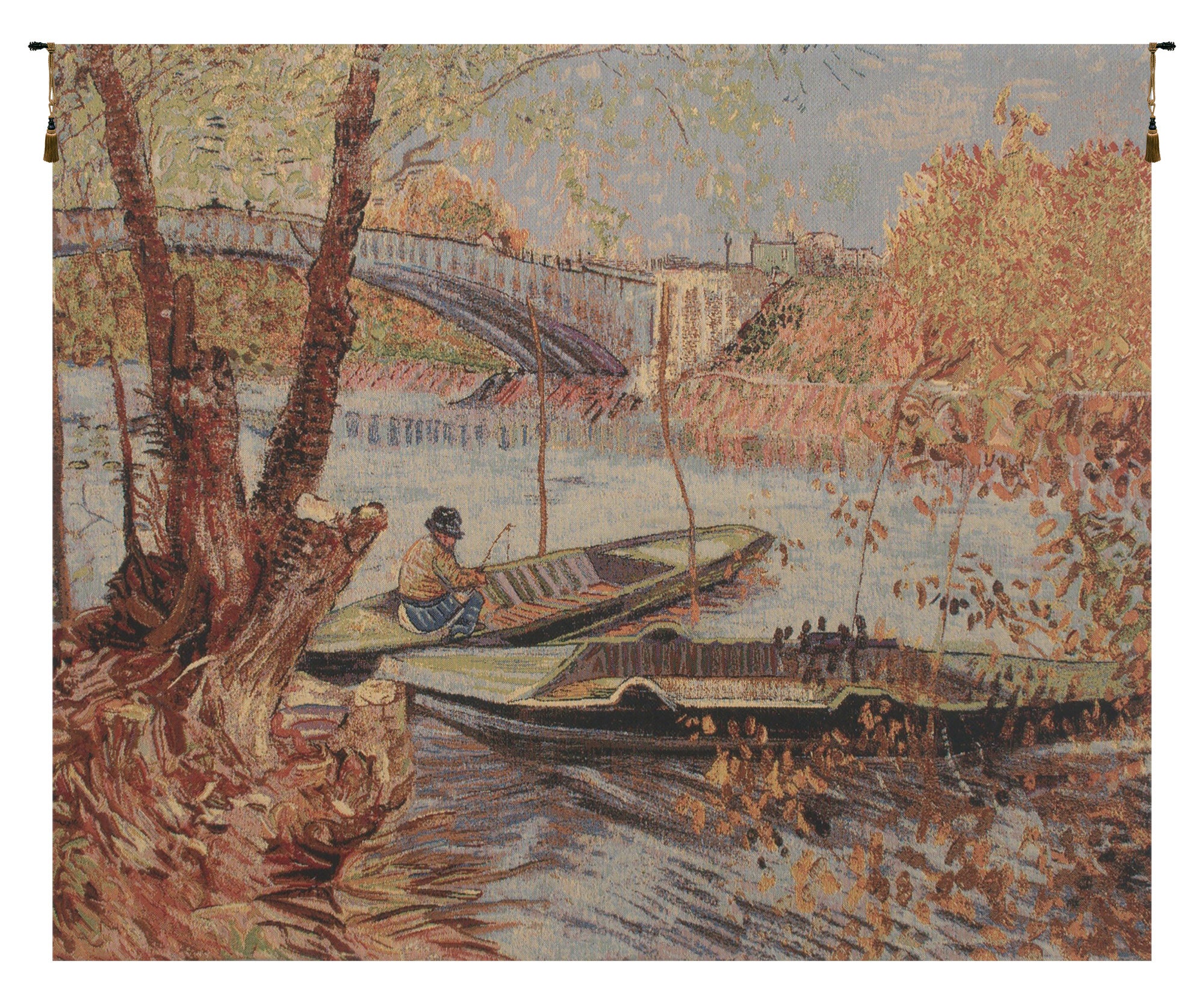 Van Gogh's Fishing in the Spring Belgian Tapestry