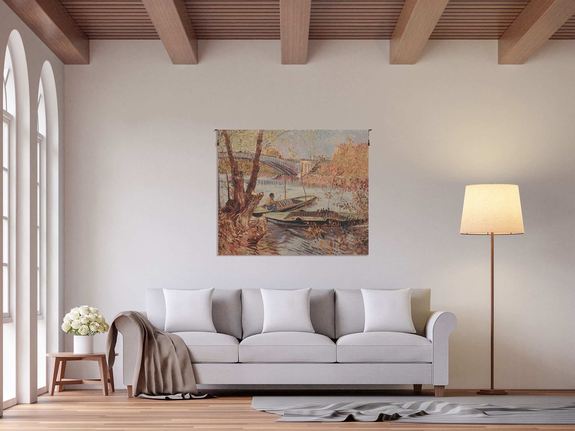 Van Gogh's Fishing in the Spring Belgian Tapestry