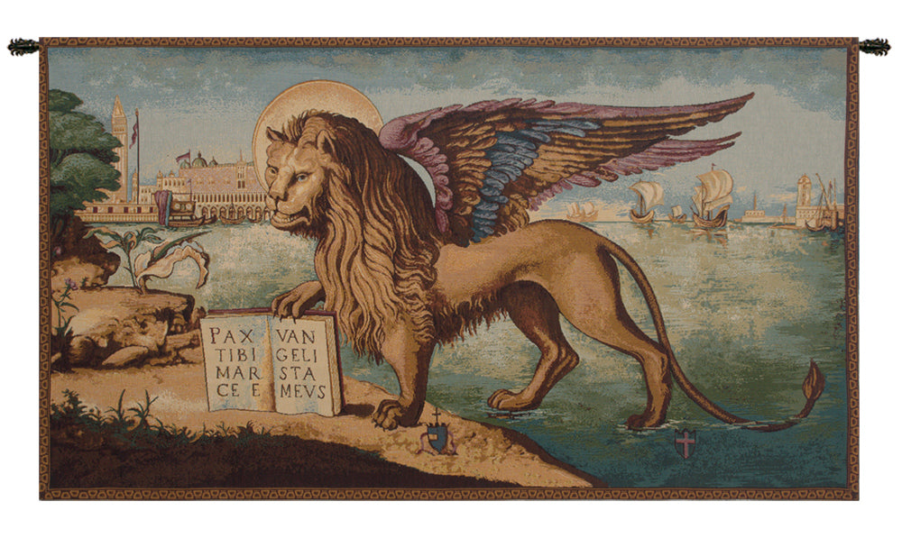 Lion Arrives in Venice Italian Tapestry Wall Hanging