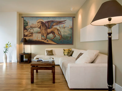 Lion Arrives in Venice Italian Tapestry Wall Hanging