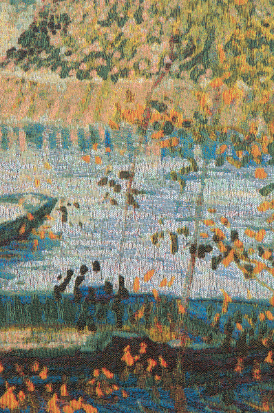 Angler and Boat at Pont de Clichy Belgian Tapestry Wall Hanging