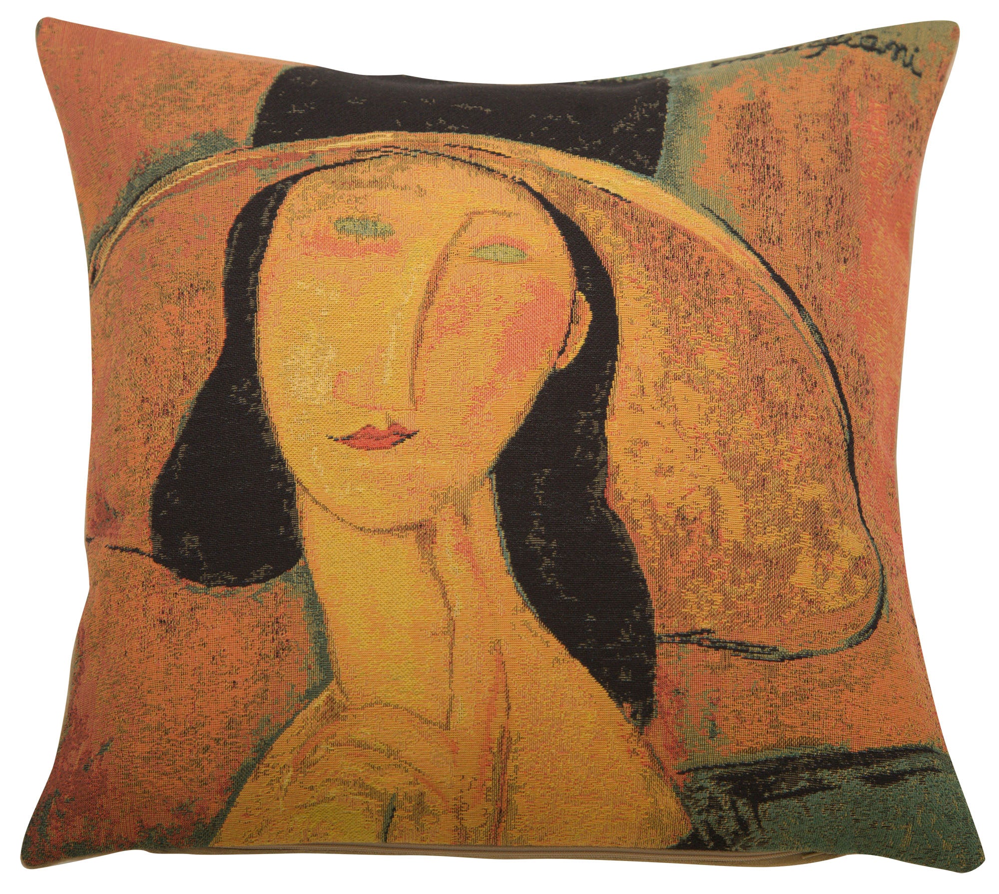Jeanne Hebuterne in a Large Hat I European Cushion Cover