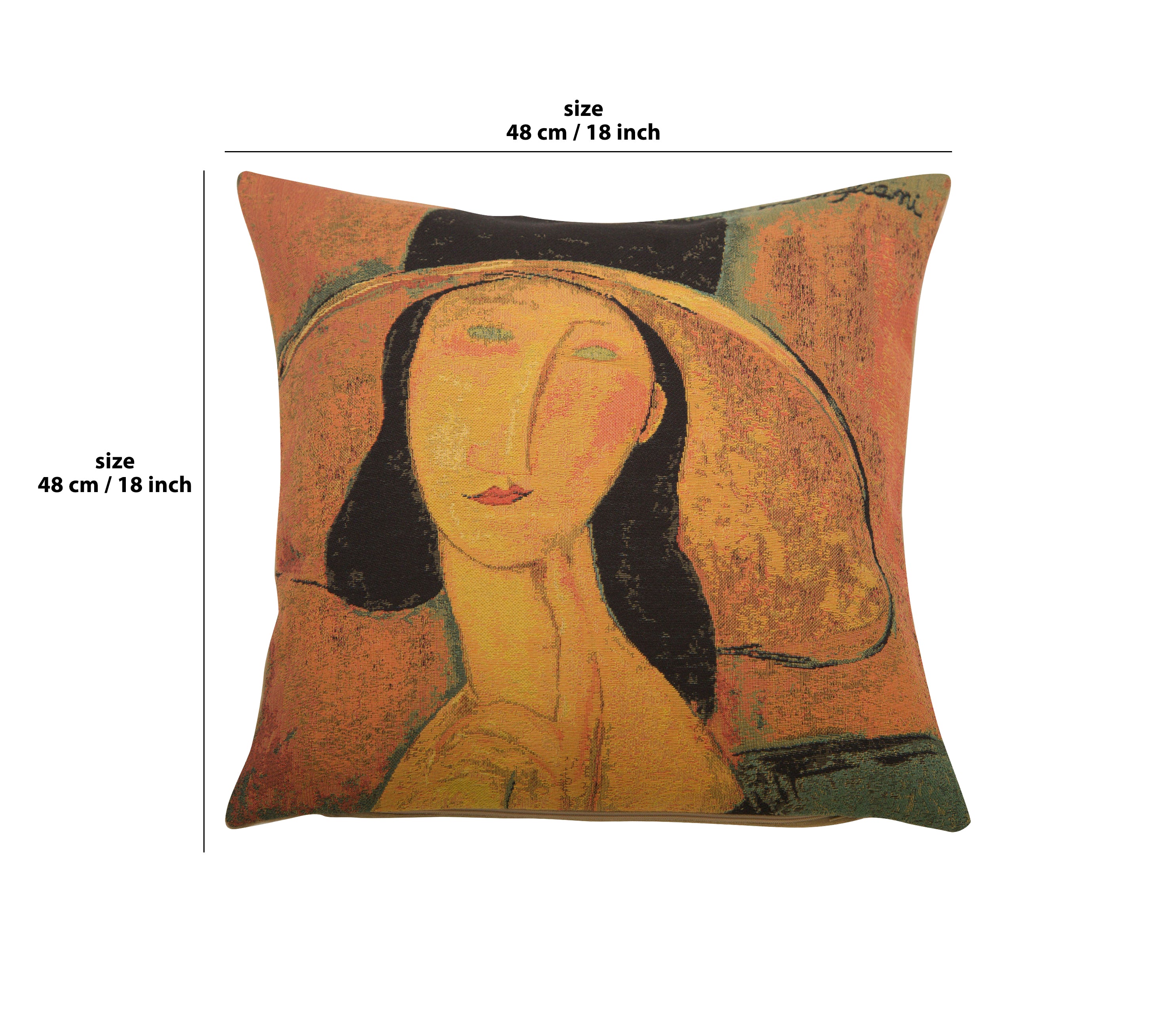 Jeanne Hebuterne in a Large Hat I European Cushion Cover