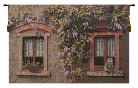Windows with Wisteria Italian Tapestry Wall Hanging