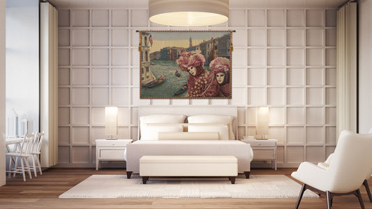View with Masks Italian Tapestry Wall Hanging