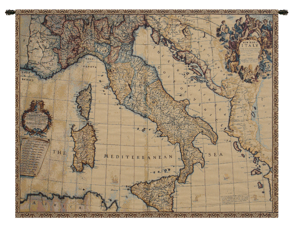 Ancient map of Italy Italian Tapestry Wall Hanging
