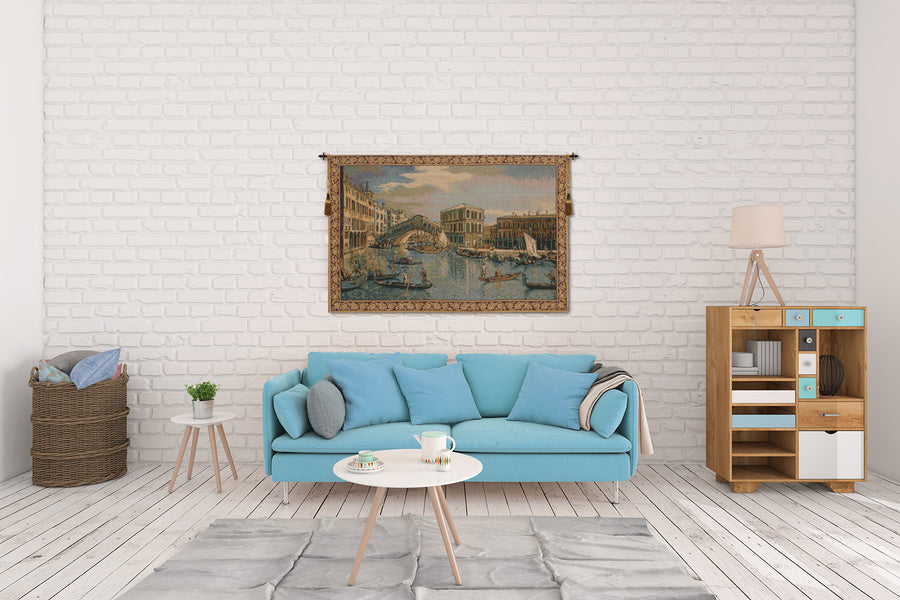 The Rialto Bridge Grand Canal Small Italian Tapestry Wall Hanging