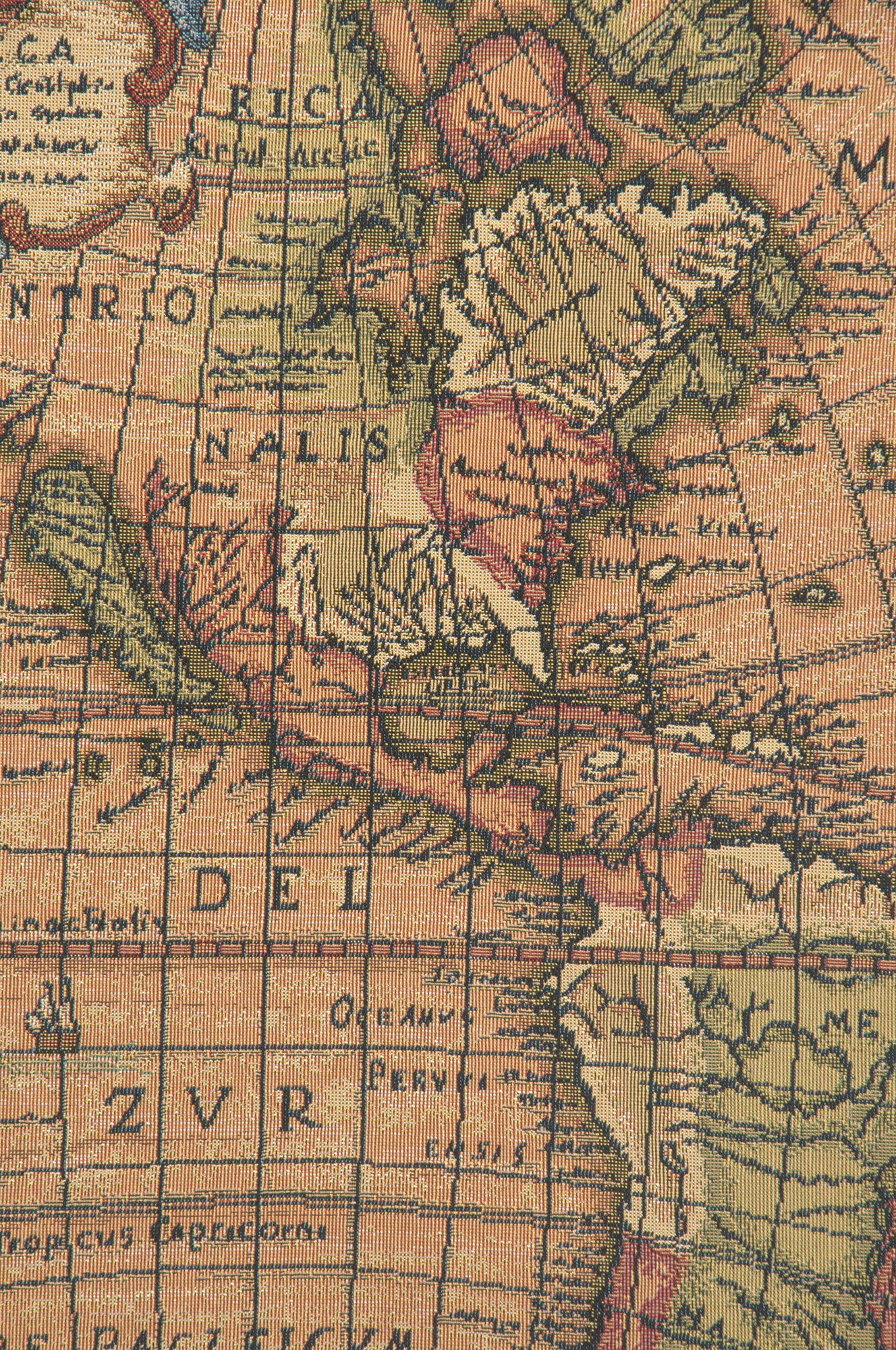 Old Map of the World Blue European Tapestries