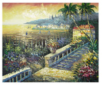 Beach House at Sunset Canvas Wall Art
