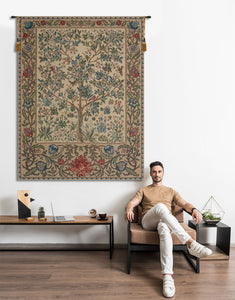 The Tree of Life Beige Belgian Tapestry