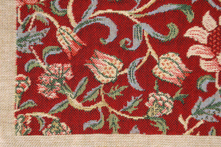 Fleurs de Morris Red Belgian Cushion Cover