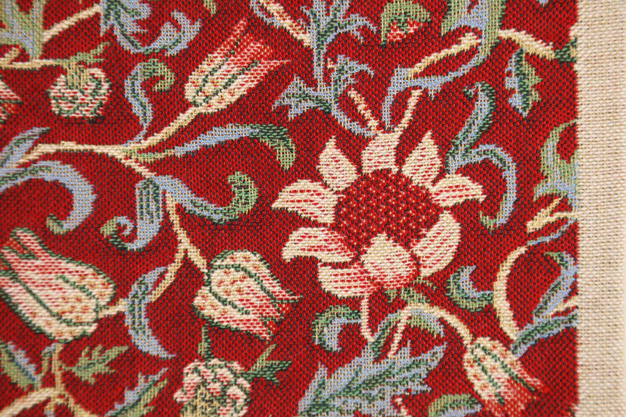 Fleurs de Morris Red Belgian Cushion Cover