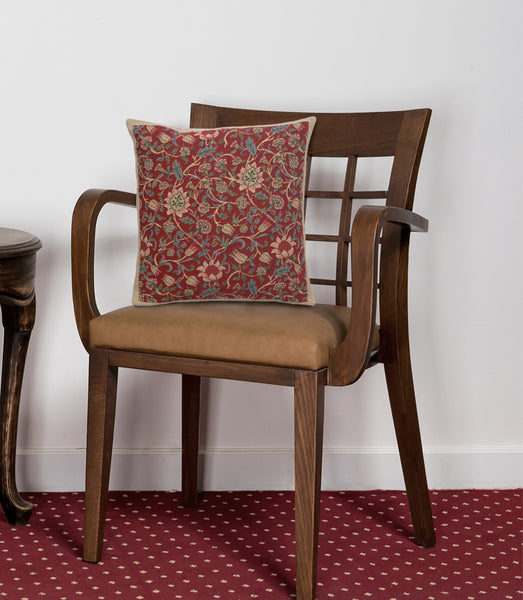Fleurs de Morris Red Belgian Cushion Cover