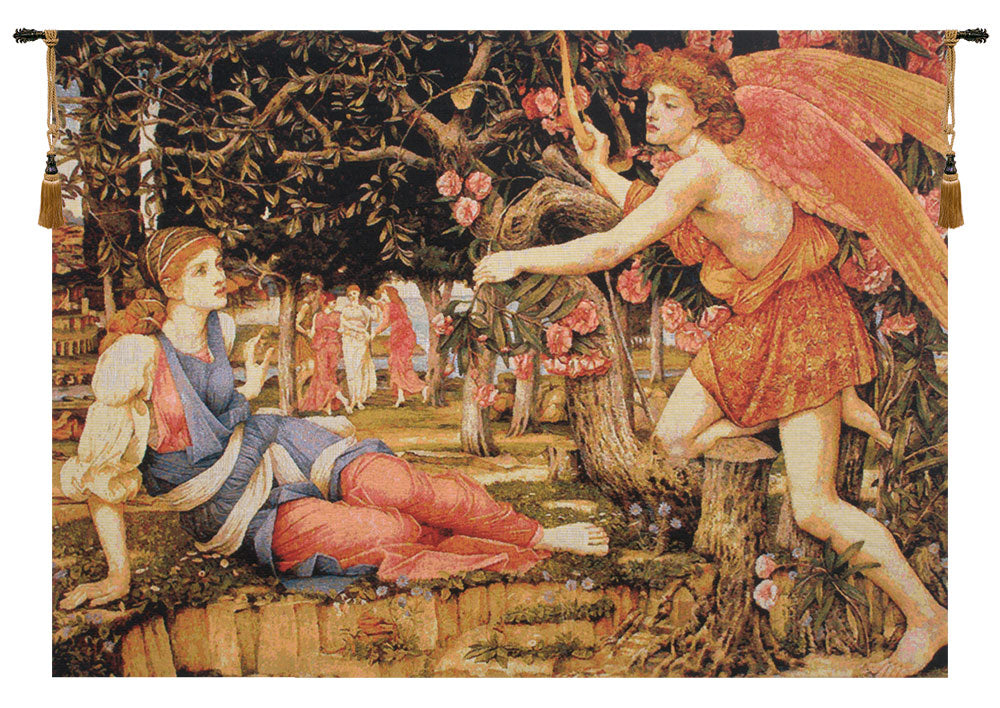 Love and the Maiden Stanhope Belgian Tapestry Wall Hanging