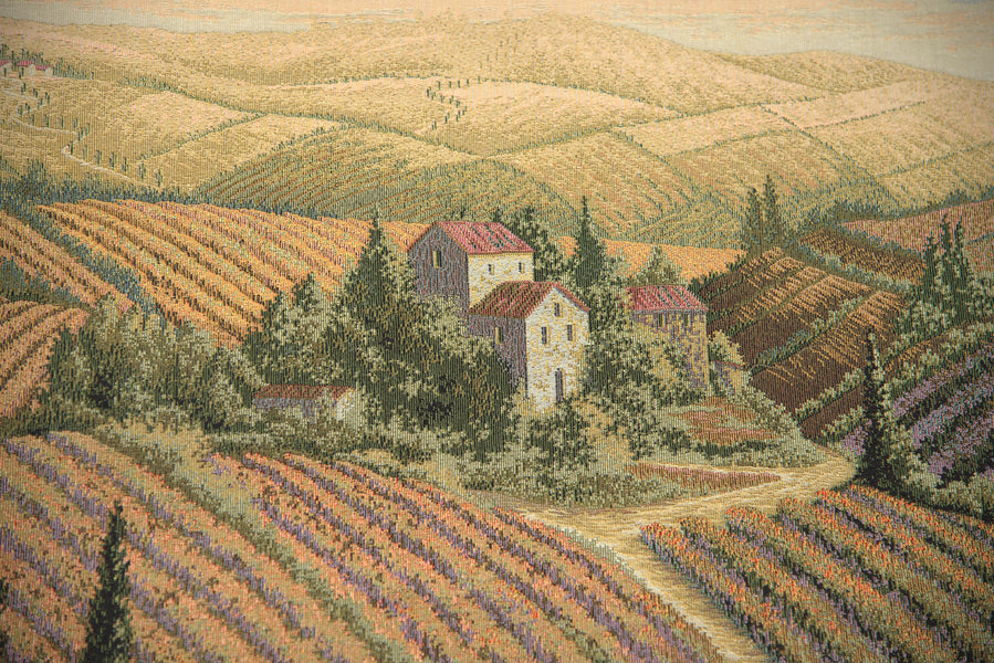 Tuscan Poppy Landscape Italian Tapestry Wall Hanging