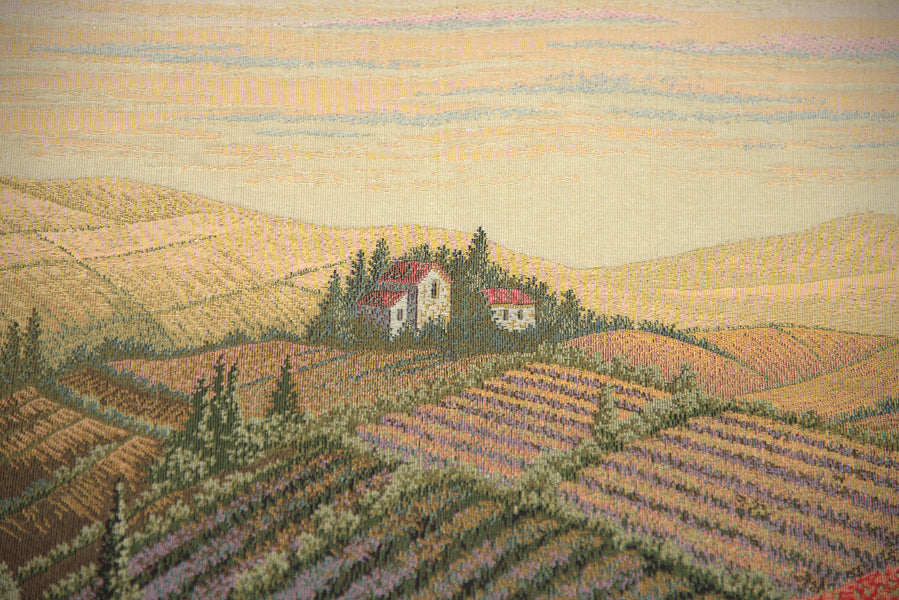 Tuscan Poppy Landscape Italian Tapestry Wall Hanging