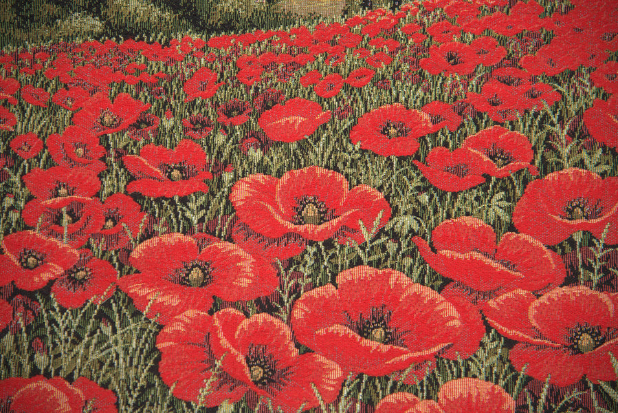 Tuscan Poppy Landscape Italian Tapestry Wall Hanging