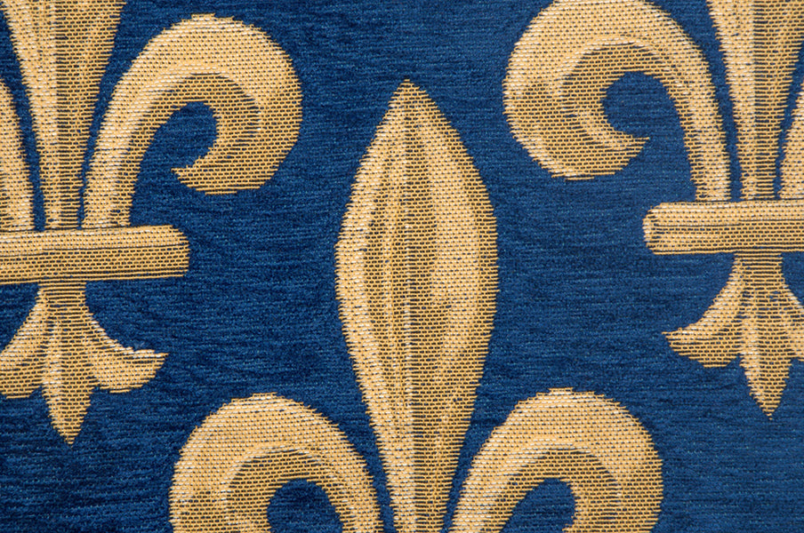 Fleur de Lys Blue II Velvet Background European Cushion Cover