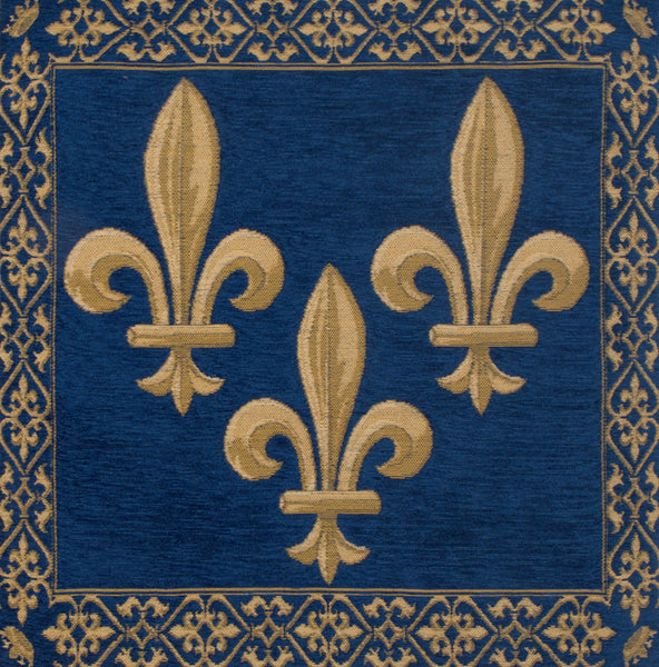 Fleur de Lys Blue II Velvet Background European Cushion Cover