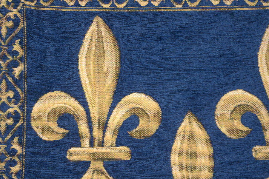 Fleur de Lys Blue II Velvet Background European Cushion Cover