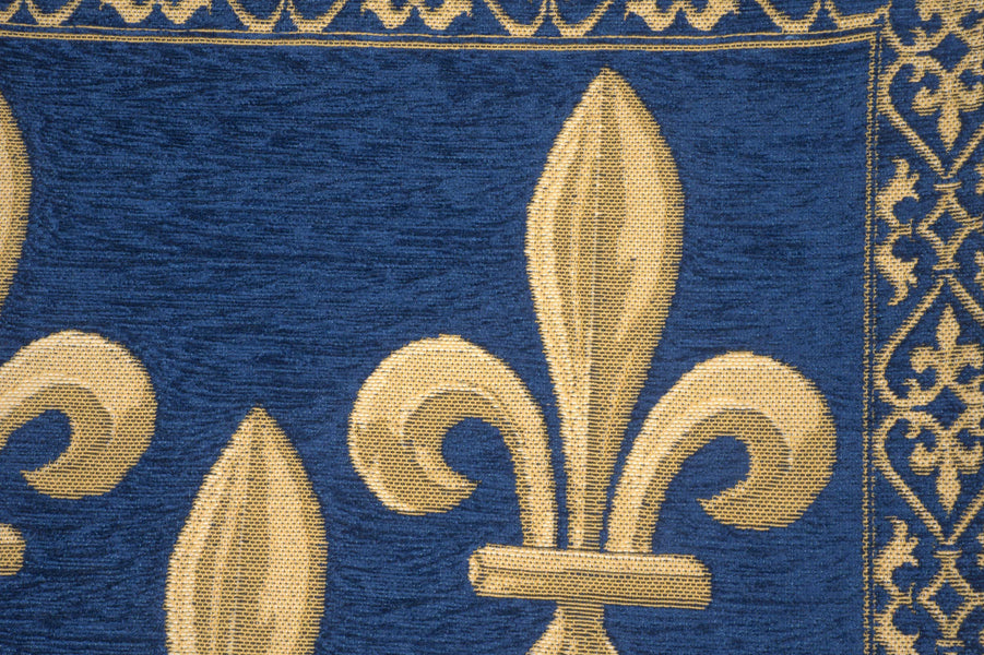 Fleur de Lys Blue II Velvet Background European Cushion Cover