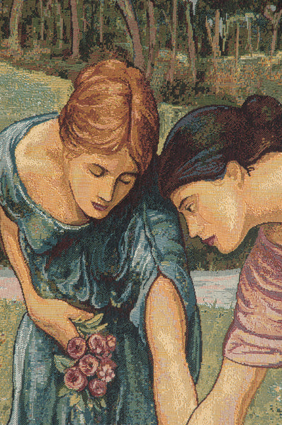 Gathering Rose Buds Italian Tapestry Wall Hanging