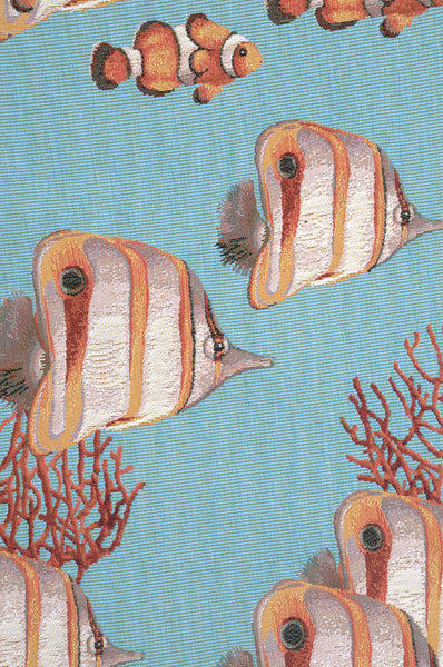 Exotic Fish Blue French Tapestry Table Runner