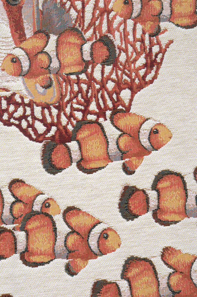Exotic Fish White French Tapestry Table Runner