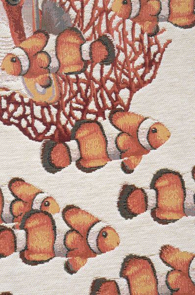 Exotic Fish White French Tapestry Table Runner