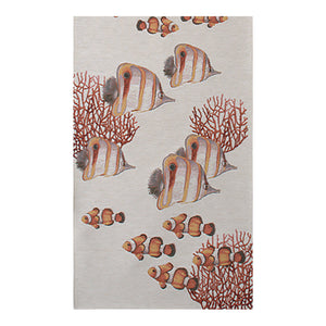 Exotic Fish White French Tapestry Table Runner