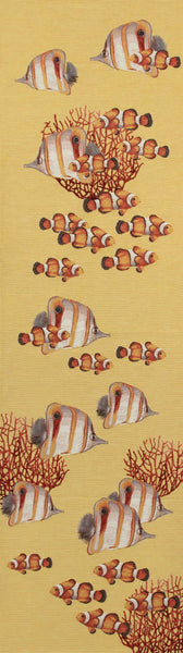Exotic Fish Yellow French Tapestry Table Runner
