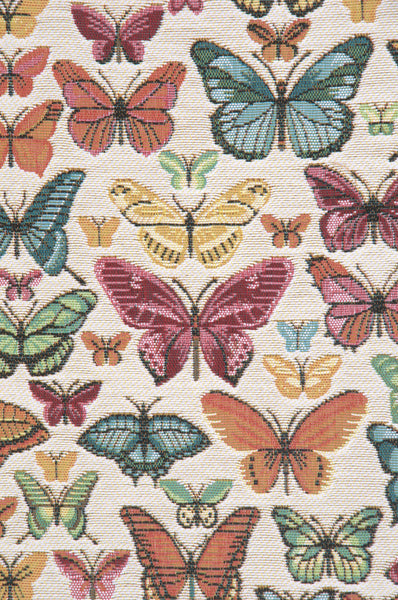 Butterflies White French Tapestry Table Runner