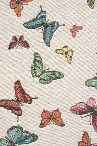 Butterflies White French Tapestry Table Runner