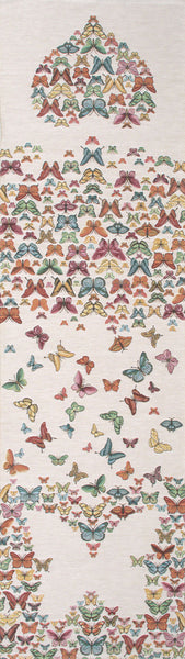 Butterflies White French Tapestry Table Runner