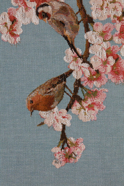 Passerines Branch Blue French Tapestry Table Runner