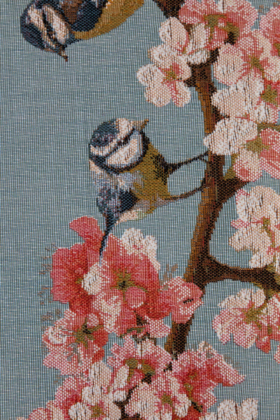 Passerines Branch Blue French Tapestry Table Runner