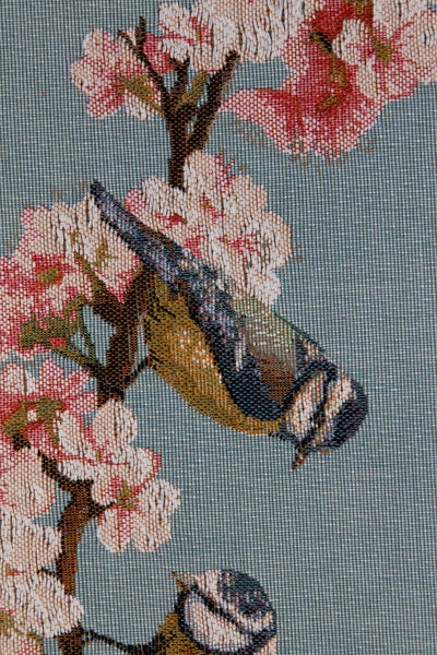 Passerines Branch Blue French Tapestry Table Runner